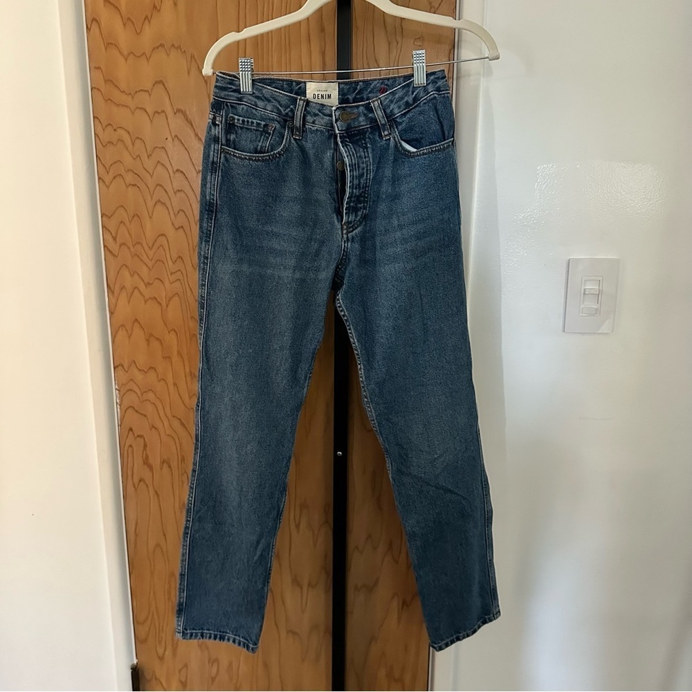 Sezane button fly Classic Straight Blue Jeans size 27